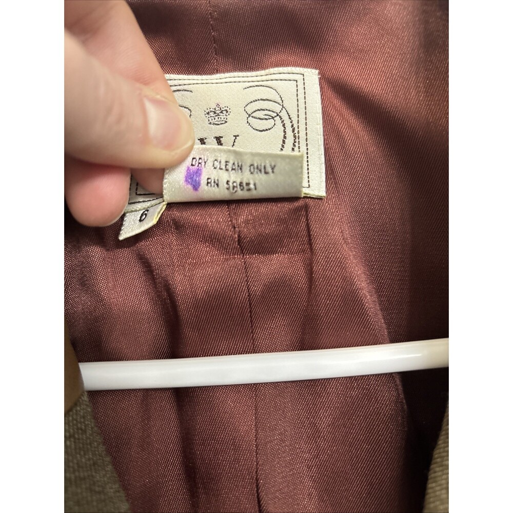 Wathne Women’s 100% Wool Jacket Coat With Leather Collar And Sleeve Patch Size 6 - Picture 3 of 13